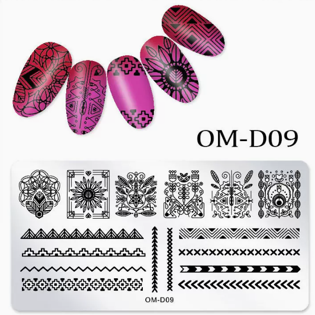 Popular nail art printed steel template OM-D09