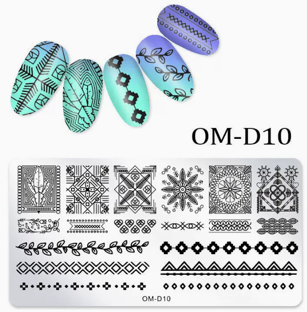 Popular nail art printed steel template OM-D10