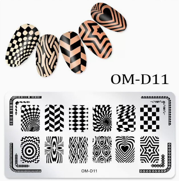 Popular nail art printed steel template OM-D11