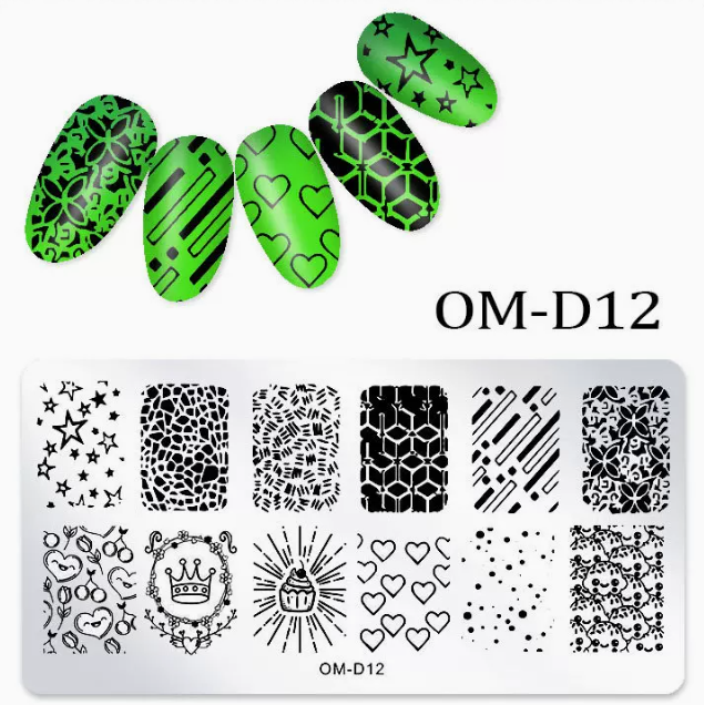Popular nail art printed steel template OM-D12