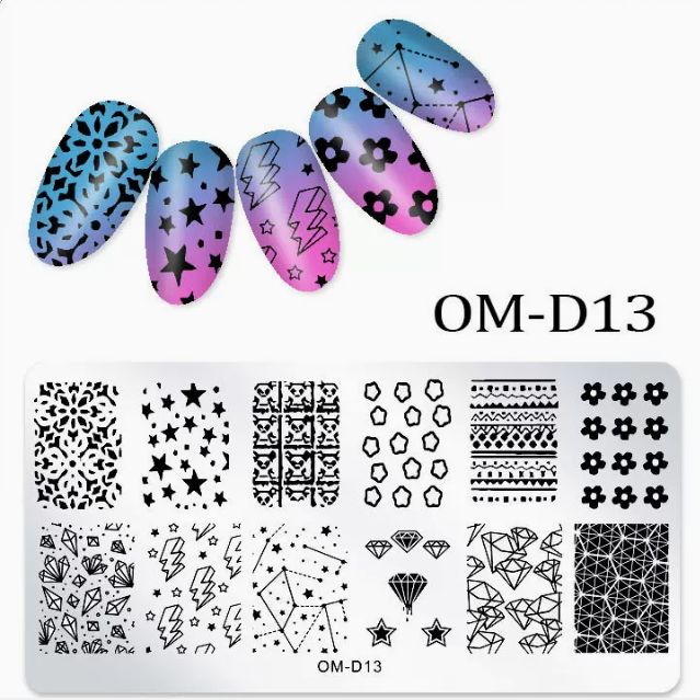 Popular nail art printed steel template OM-D13