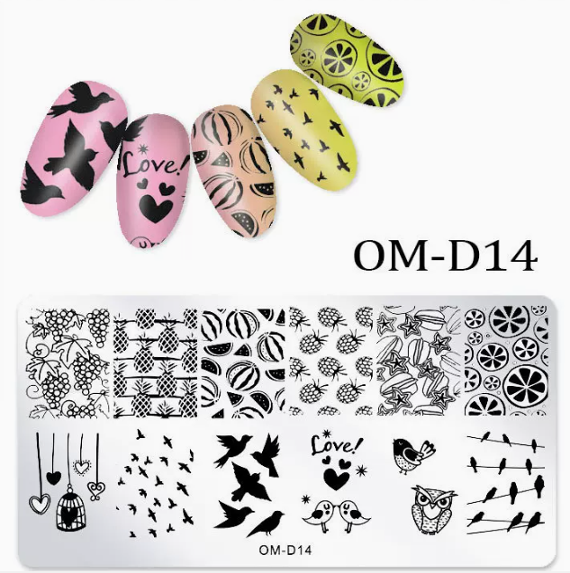 Popular nail art printed steel template OM-D14