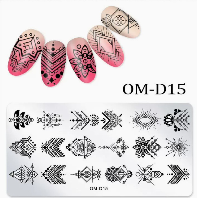 Popular nail art printed steel template OM-D15