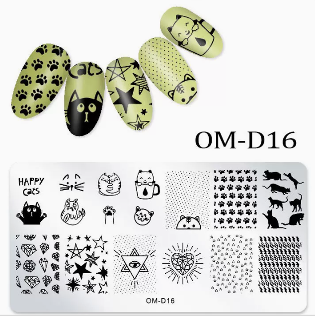 Popular nail art printed steel template OM-D16