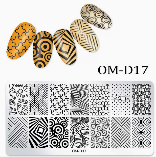 Popular nail art printed steel template OM-D17
