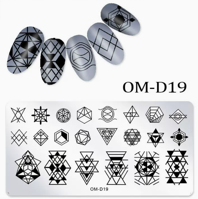 Popular nail art printed steel template OM-D19