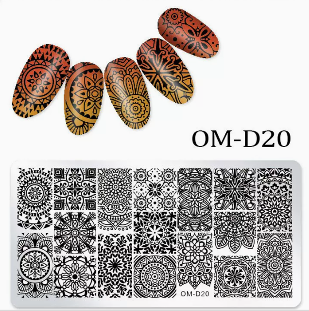 Popular nail art printed steel template OM-D20