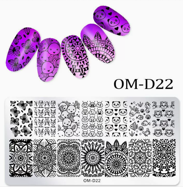 Popular nail art printed steel template OM-D22