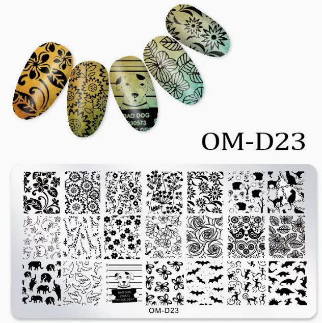Popular nail art printed steel template OM-D23