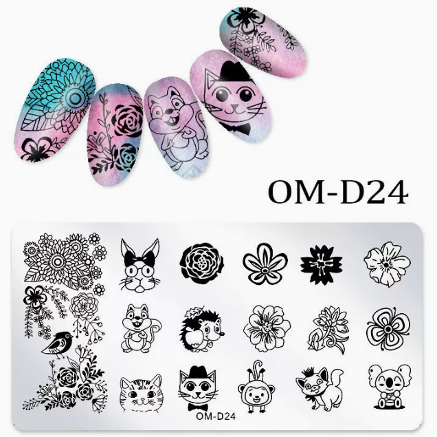 Popular nail art printed steel template OM-D24