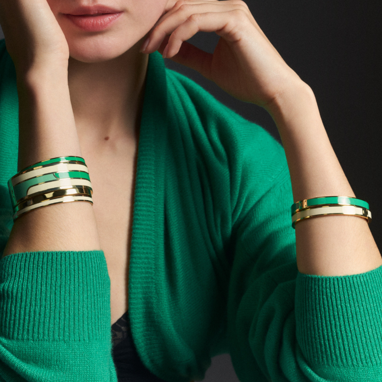 法國 Bangle Up 經典整圈釦式鍍金琺瑯手環 7mm (多色)