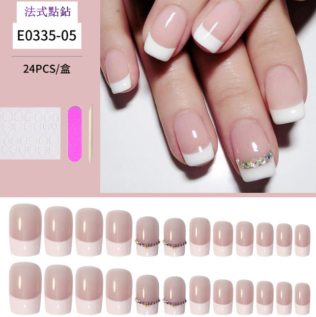 熱推美甲  穿戴甲片法式點鉆E0335-05#（24片盒裝）