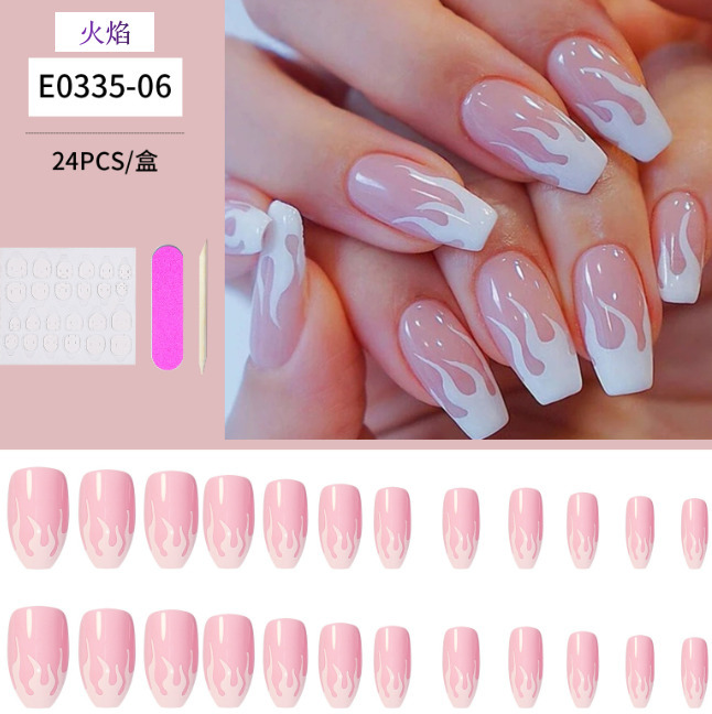 熱推美甲  穿戴甲片火焰E0335-06#（24片盒裝）