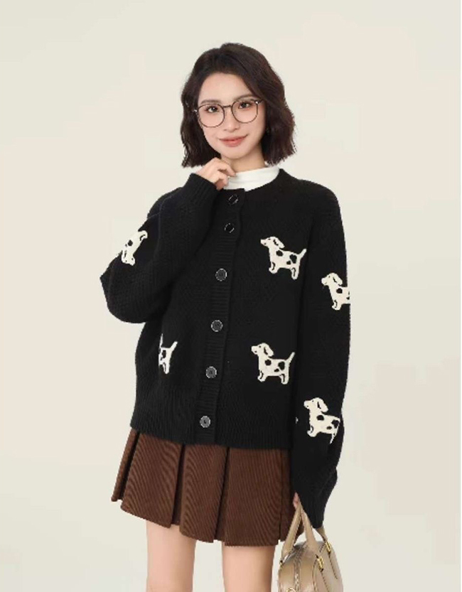 可愛狗狗毛衣針織外套-黑現貨