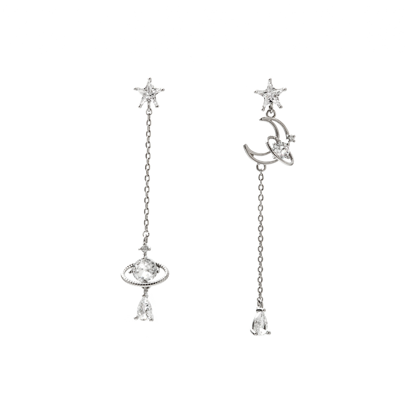 平價飾品,銀針,星球,月亮,耳環