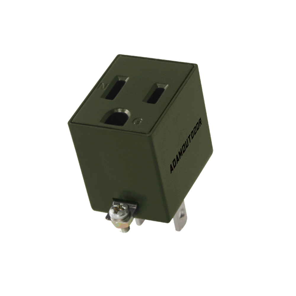 ADAMOUTDOOR｜直立式3轉2插頭 軍綠色