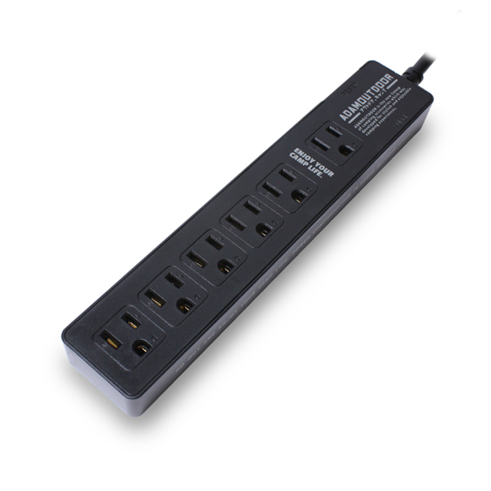 ADAMOUTDOOR家用款1切6 延長線1.8M 黑色