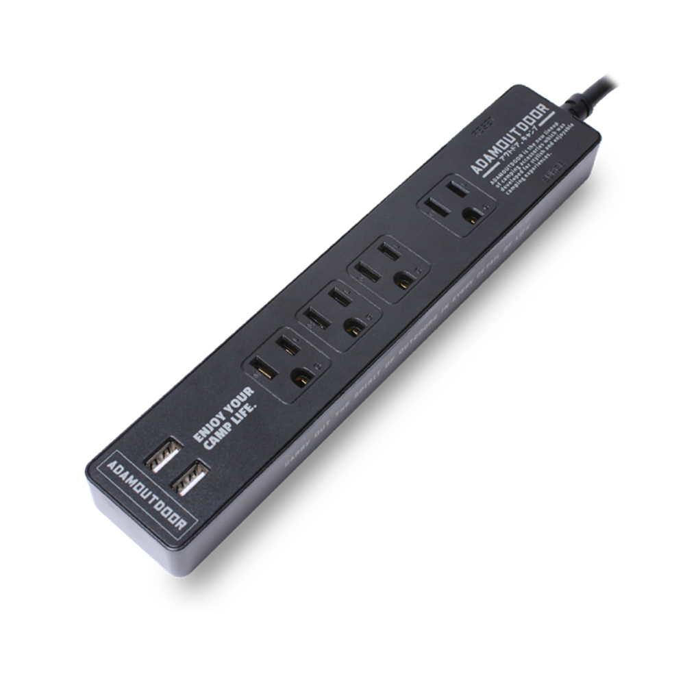 ADAMOUTDOOR｜家用款1切4+USB 延長線1.8M 黑色
