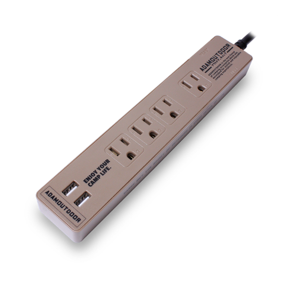 ADAMOUTDOOR｜家用款1切4+USB 延長線1.8M 沙漠色