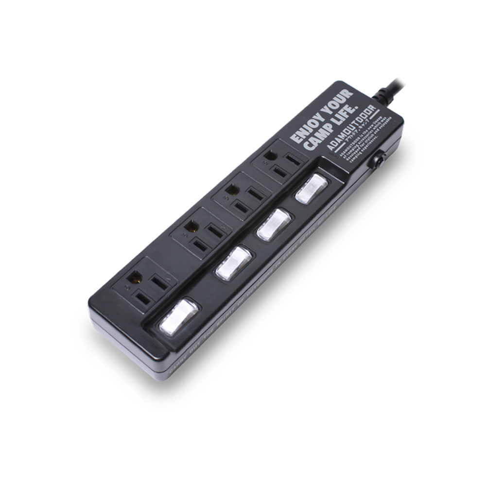 ADAMOUTDOOR｜家用款4切4 延長線1.8M 黑色