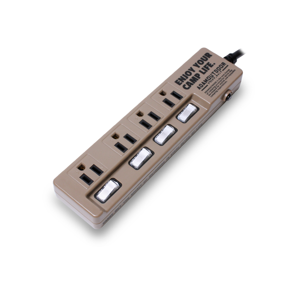ADAMOUTDOOR｜家用款4切4 延長線1.8M  沙漠色