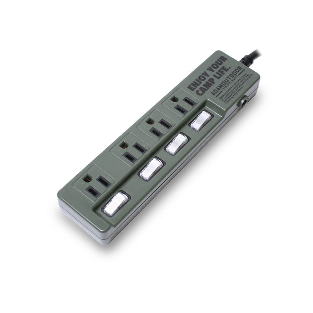 ADAMOUTDOOR｜家用款4切4 延長線1.8M 軍綠色