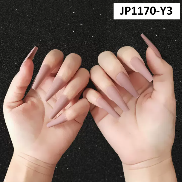 爆款美甲  內色超長款芭蕾穿戴美甲JP1170-Y3#（磨砂膠水款）