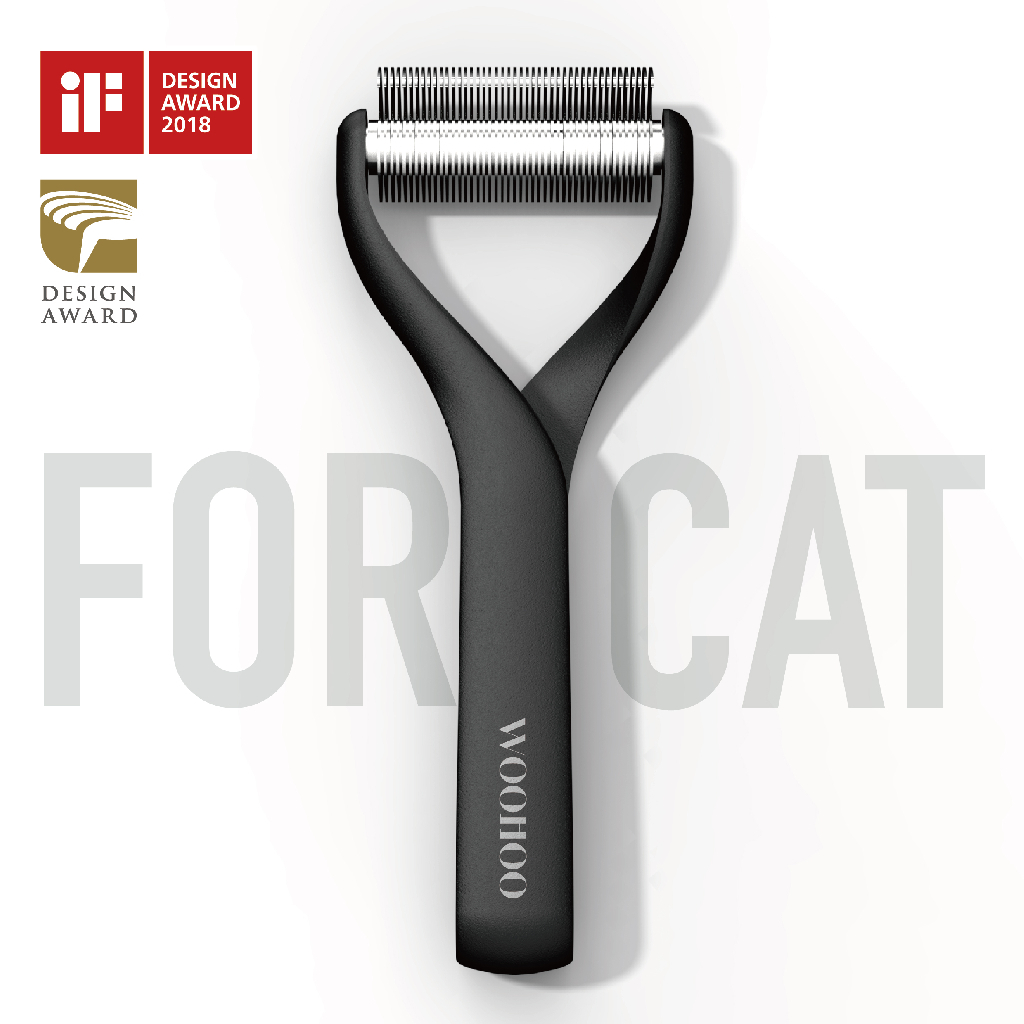 WOOHOO PET - 40T寵物理毛梳2.0(中長毛貓-霧黑)