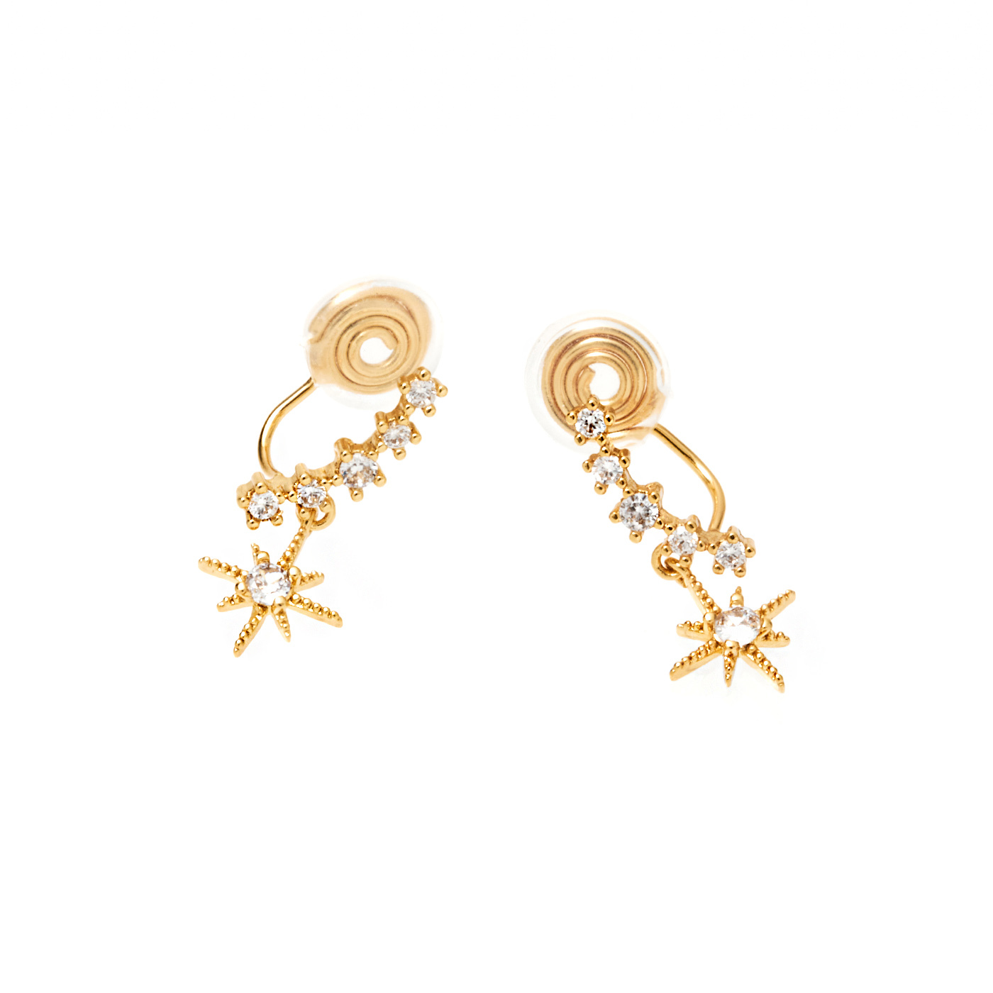 平價飾品,鍍18K金,星星,夾式耳環