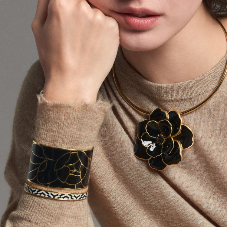 法國 Bangle Up PEONY 半開口鍍金琺瑯手環 現代拼接