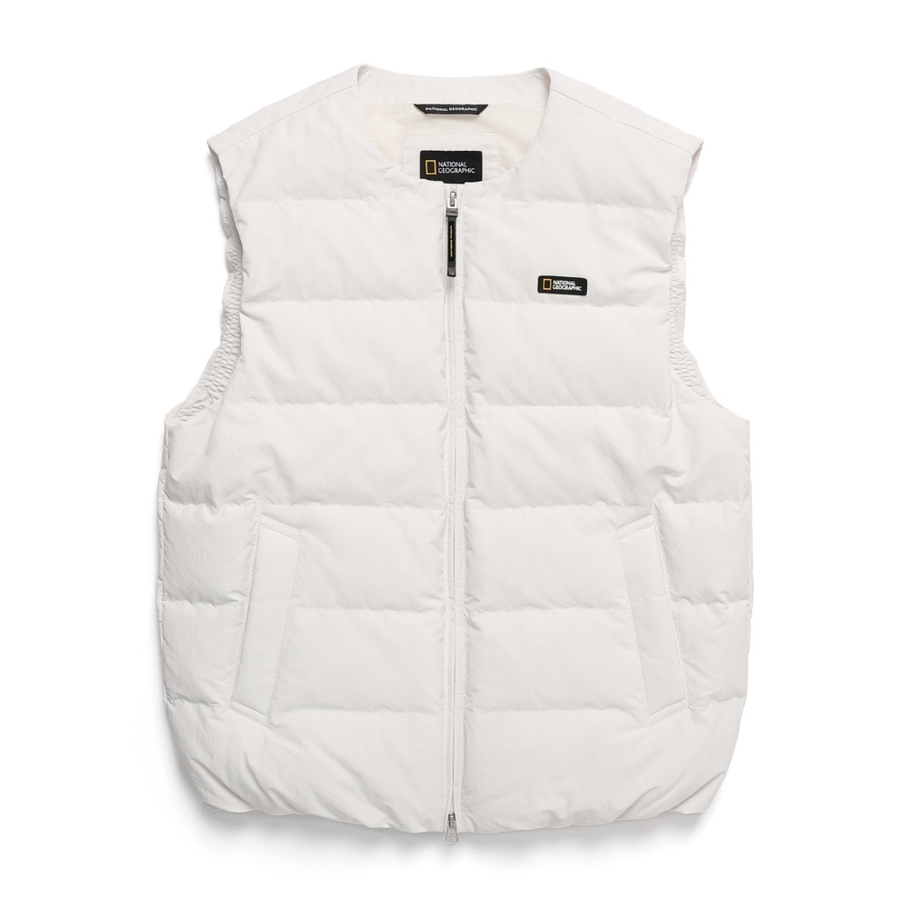 Unisex HERON U Neck Light Down Vest - CRYSTAL BEIGE