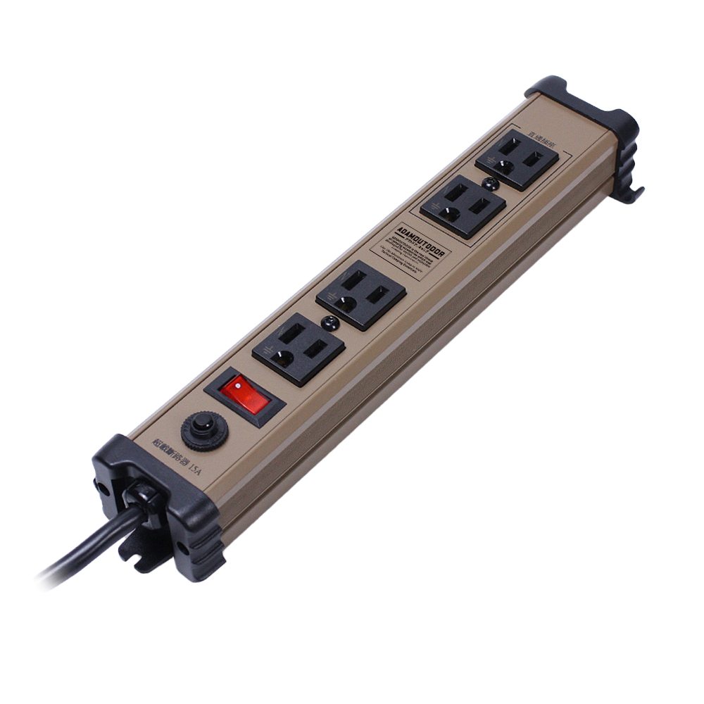 ADAMOUTDOOR｜直式金屬4座延長線 沙漠色