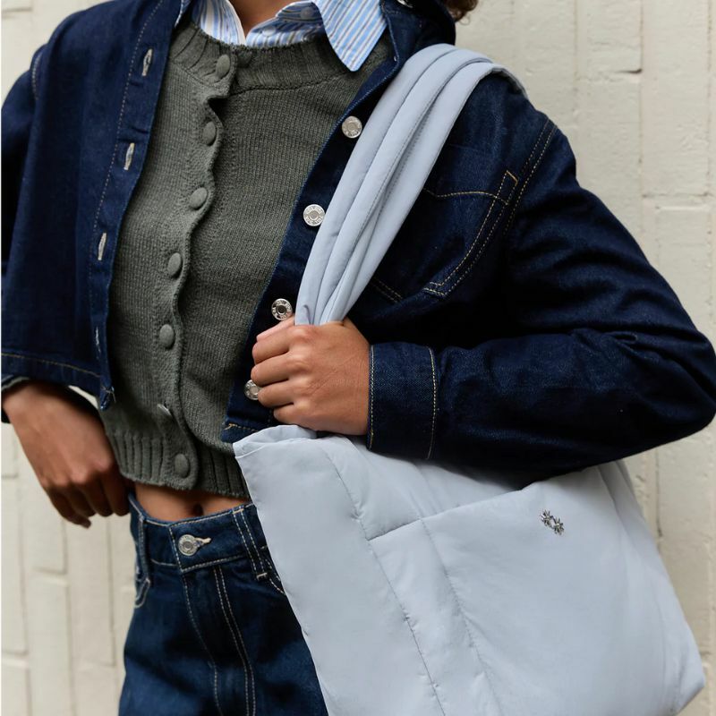 Puffer Shopper - 緞面冰川藍