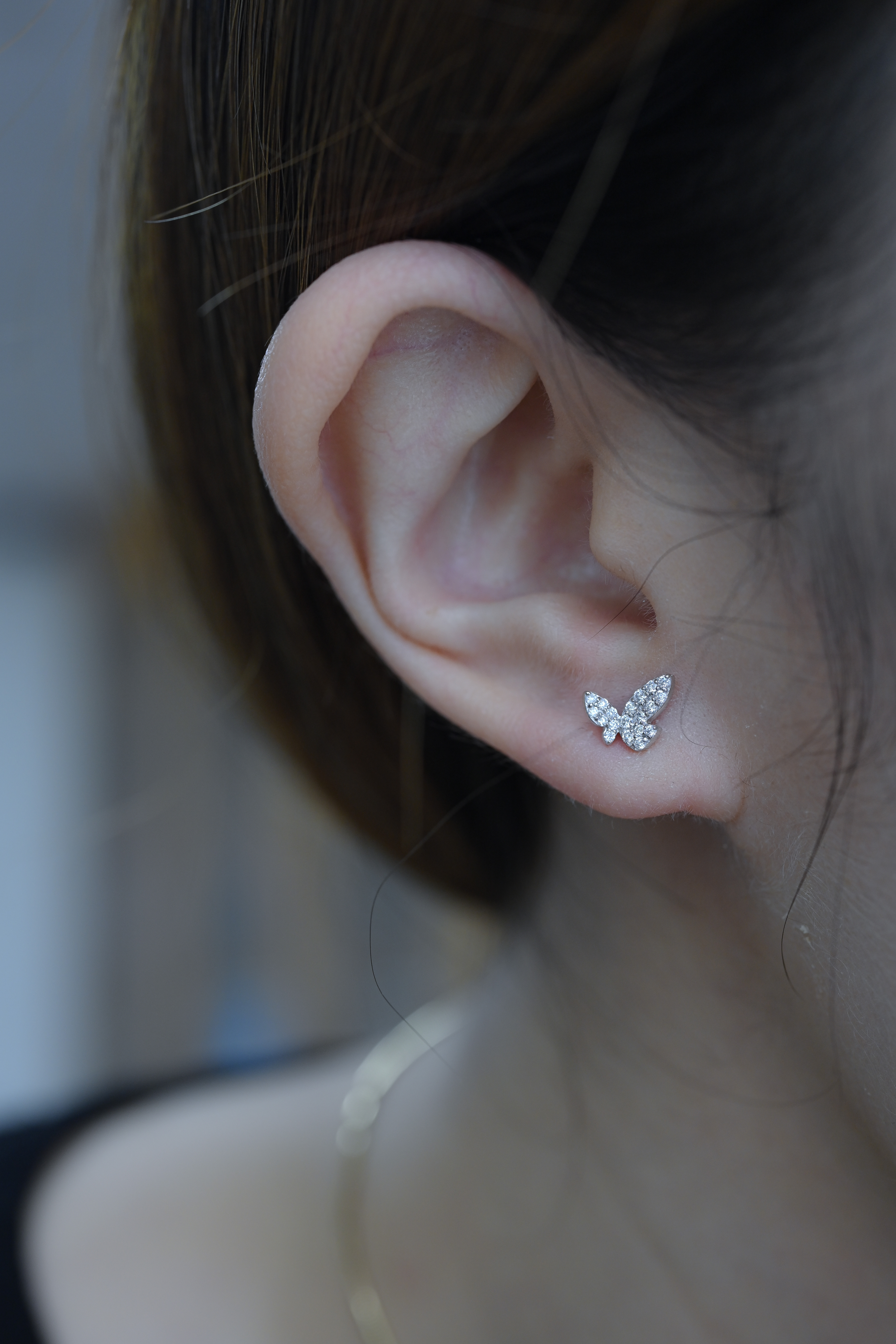 18K Butterfly Diamond Earring