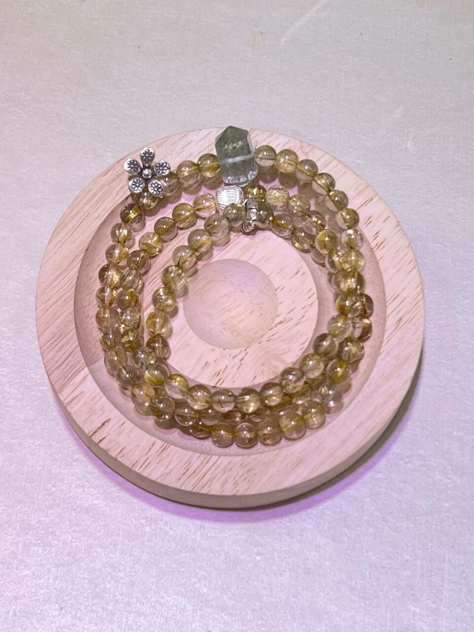 [S] GEMZ & CO ZBA 3 ROUND GOLD RUTILE/FREEFORM GREEN PHANTOM 6MM/8MM BLT, Y211 (Y211)