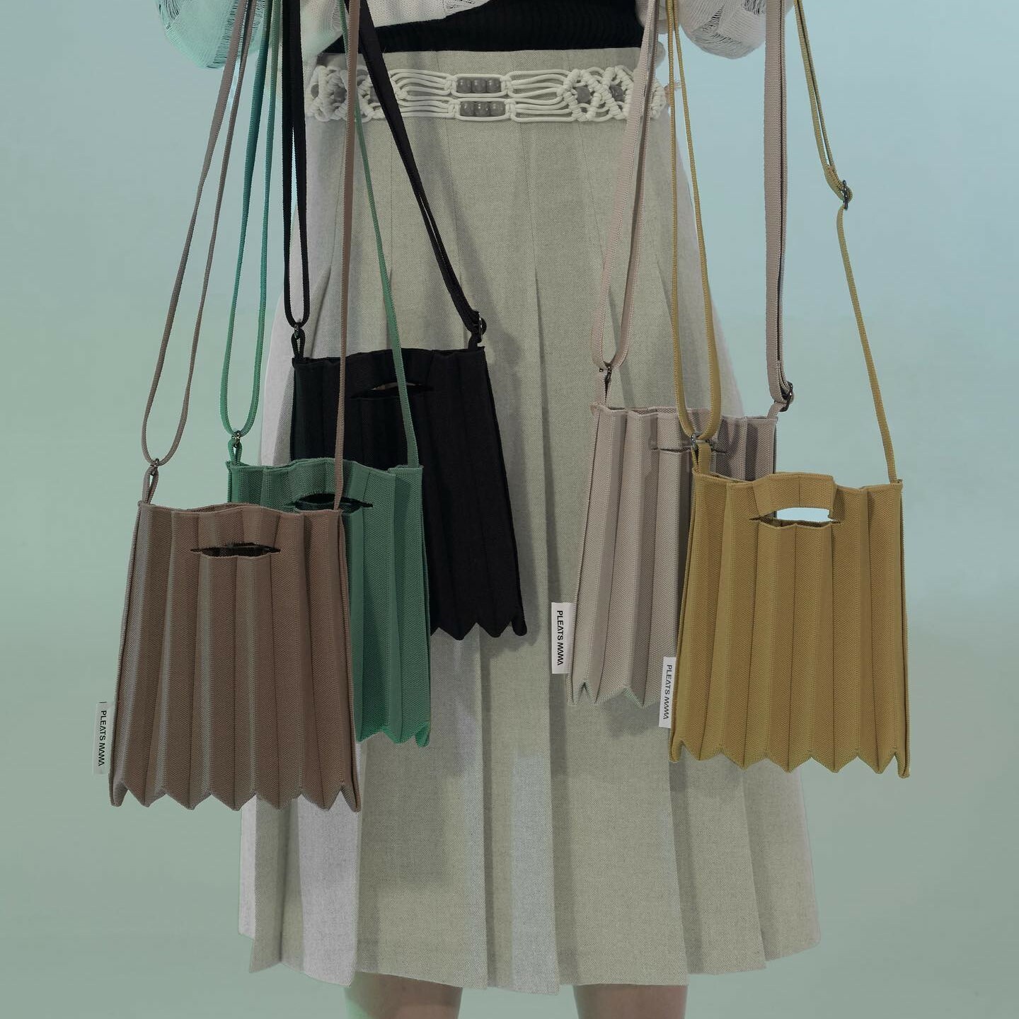 PLEATSMAMA Mini Studio Bag - Blond/Grey/Mocha/Black