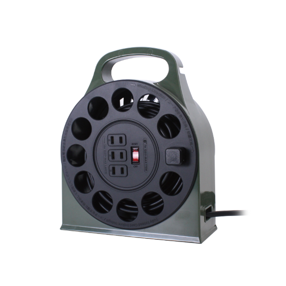 ADAMOUTDOOR｜多用途輪座式延長線 15M 軍綠色【熱銷商品已到貨】