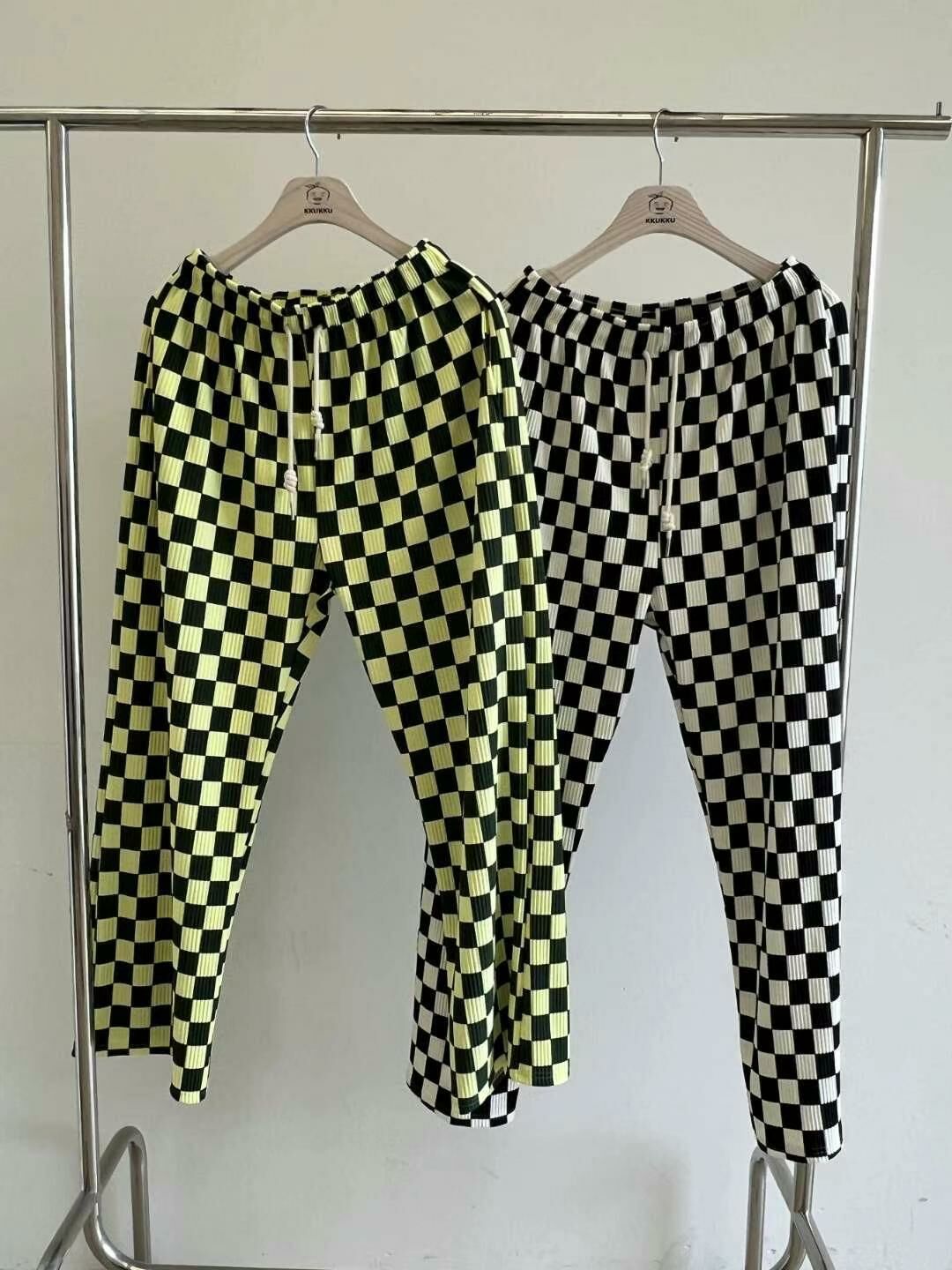 格仔暗紋鬆身褲 KKUKKU-014P