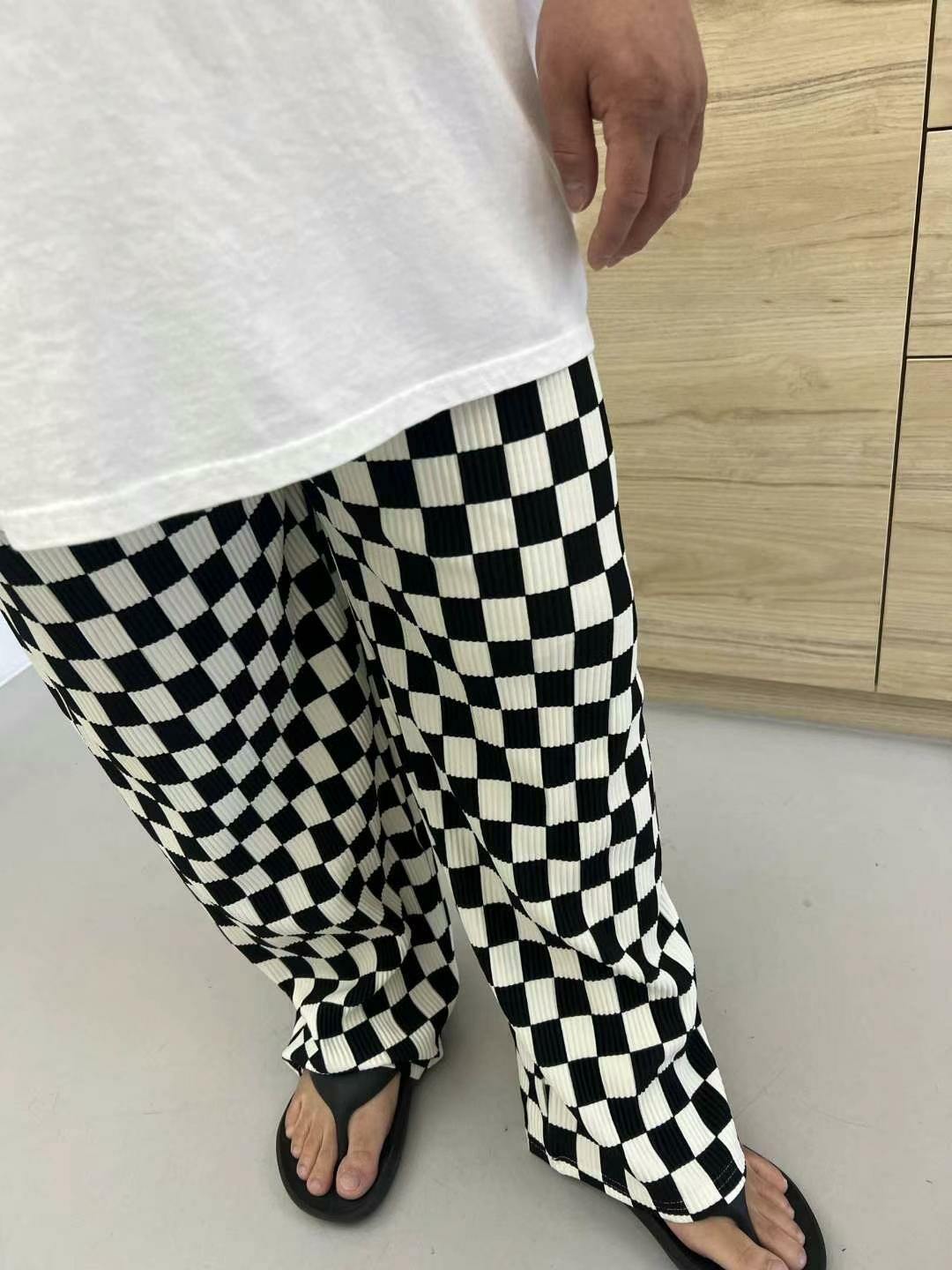 格仔暗紋鬆身褲 KKUKKU-014P