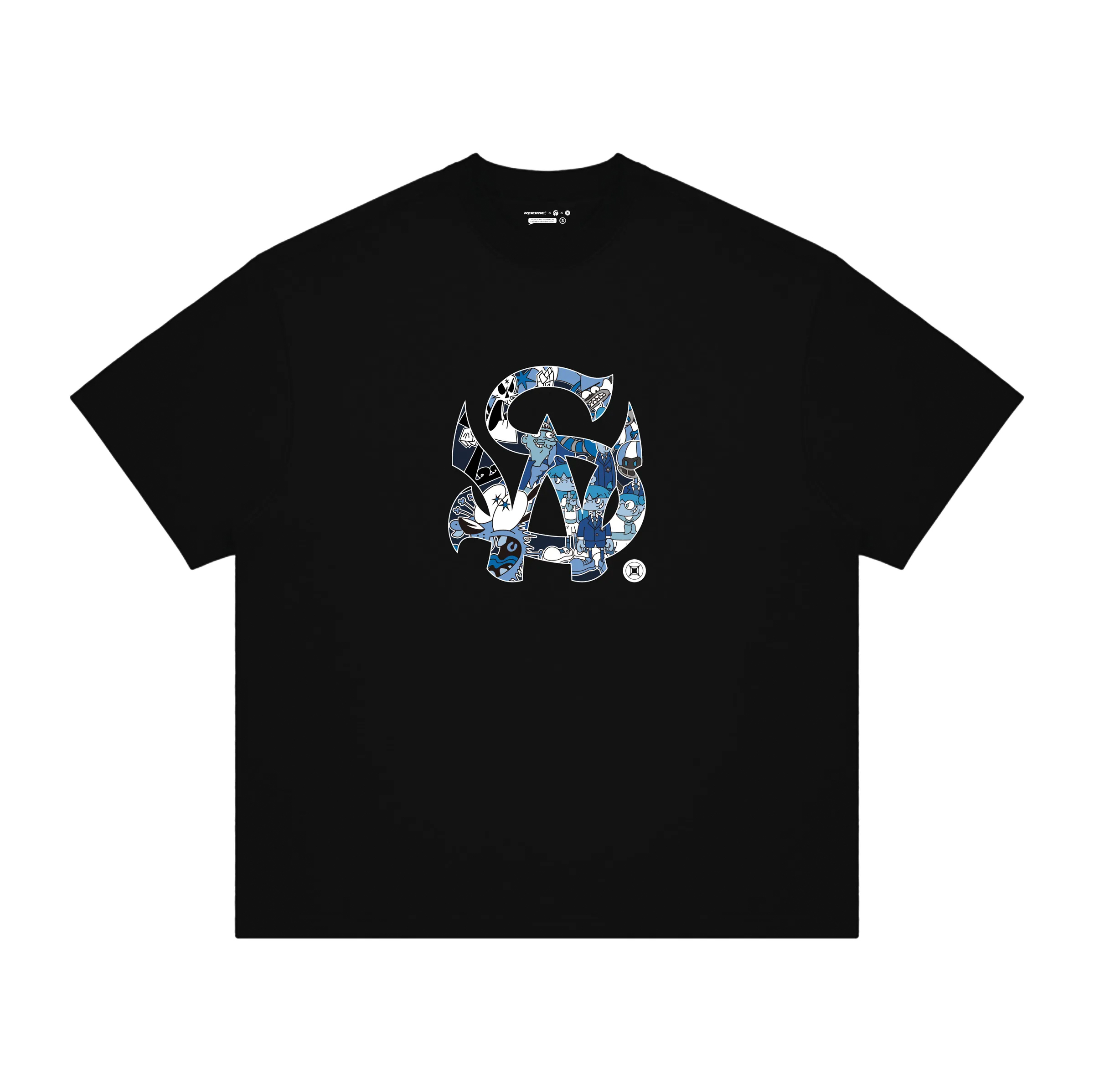 ROBME* x Sway the Don x Visionaries Tattoo Co. / "BLUE NETWORK" TEE - BLACK