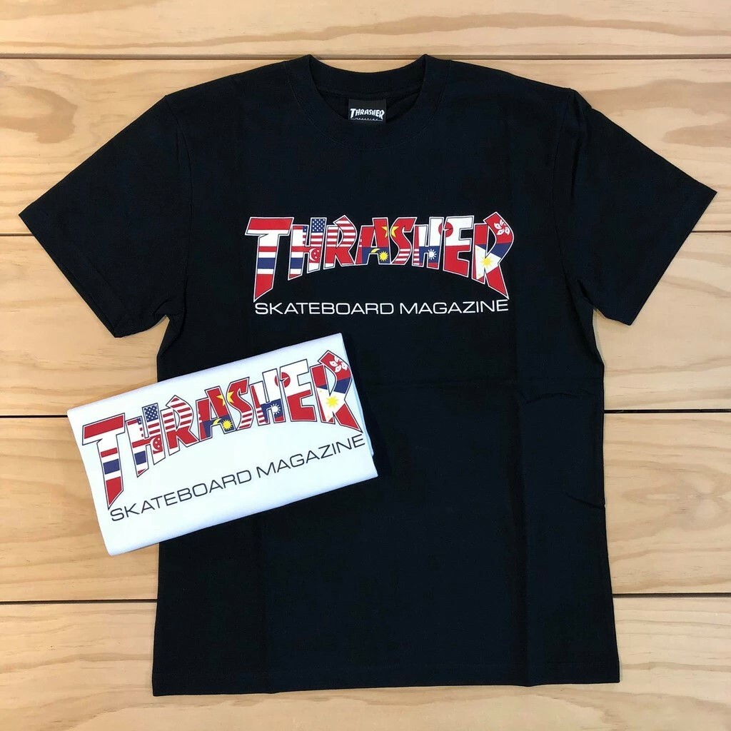 ☆ETW☆【台中店】日線 THRASHER MAG FLAG  國旗 LOGO 短T 短袖 黑 白 現貨