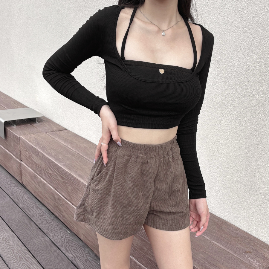 【DOMISS自訂】兩件式多穿法! 甜美綁帶背心+短版長袖上衣 MIT顯瘦雙件式上衣 -4色(現+預)