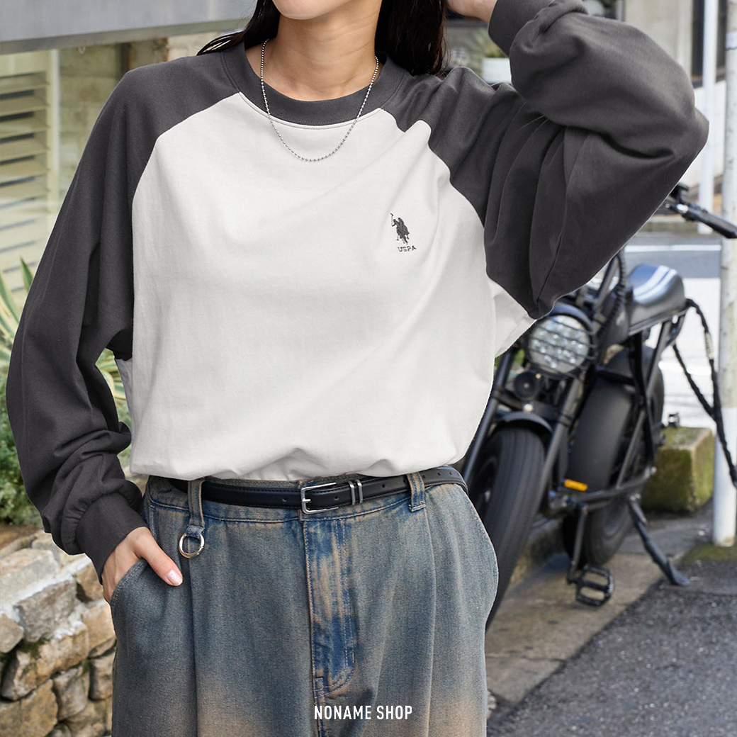 U.S. POLO ASSN. LOGO 刺繡 拼接 撞色 寬鬆 長袖 七色 (男/女同款)