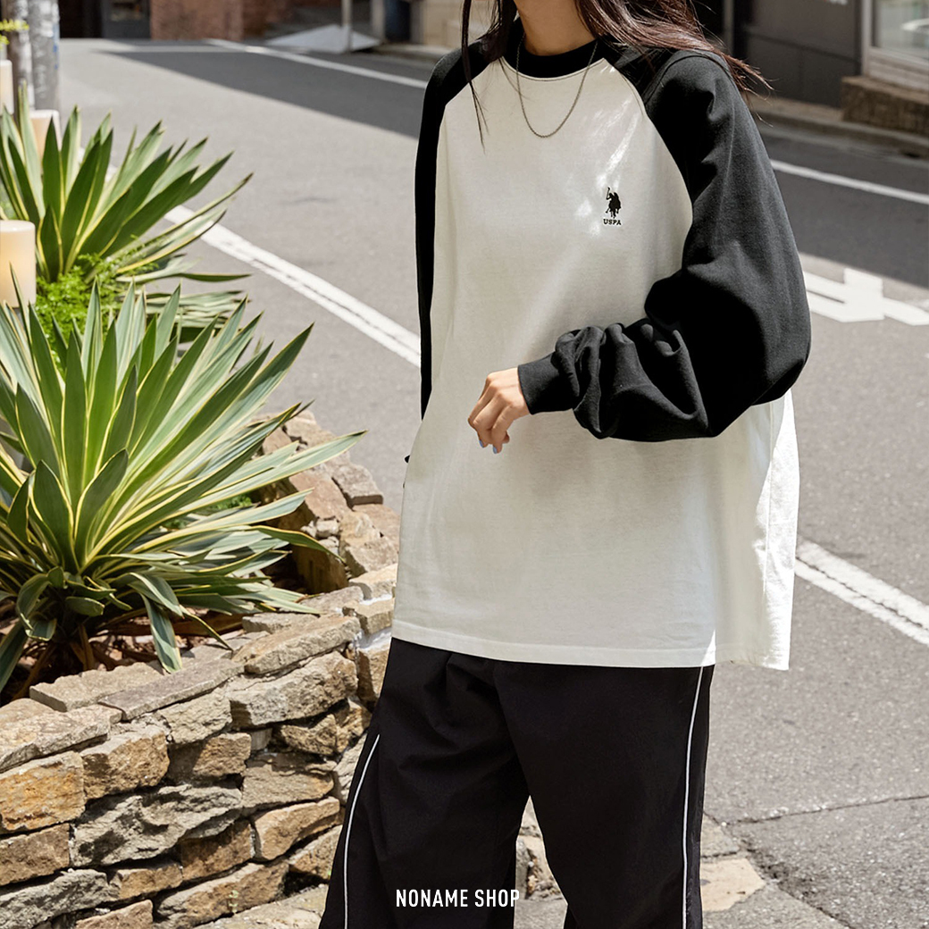 U.S. POLO ASSN. LOGO 刺繡 拼接 撞色 寬鬆 長袖 七色 (男/女同款)