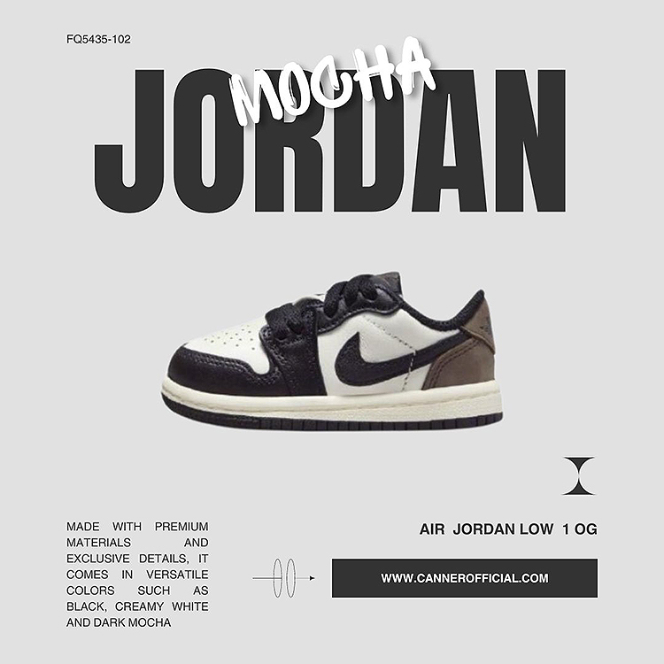 Nike Air Jordan 1 Retro Low OG TD 小童 小朋友 摩卡 童鞋 FQ5435-102