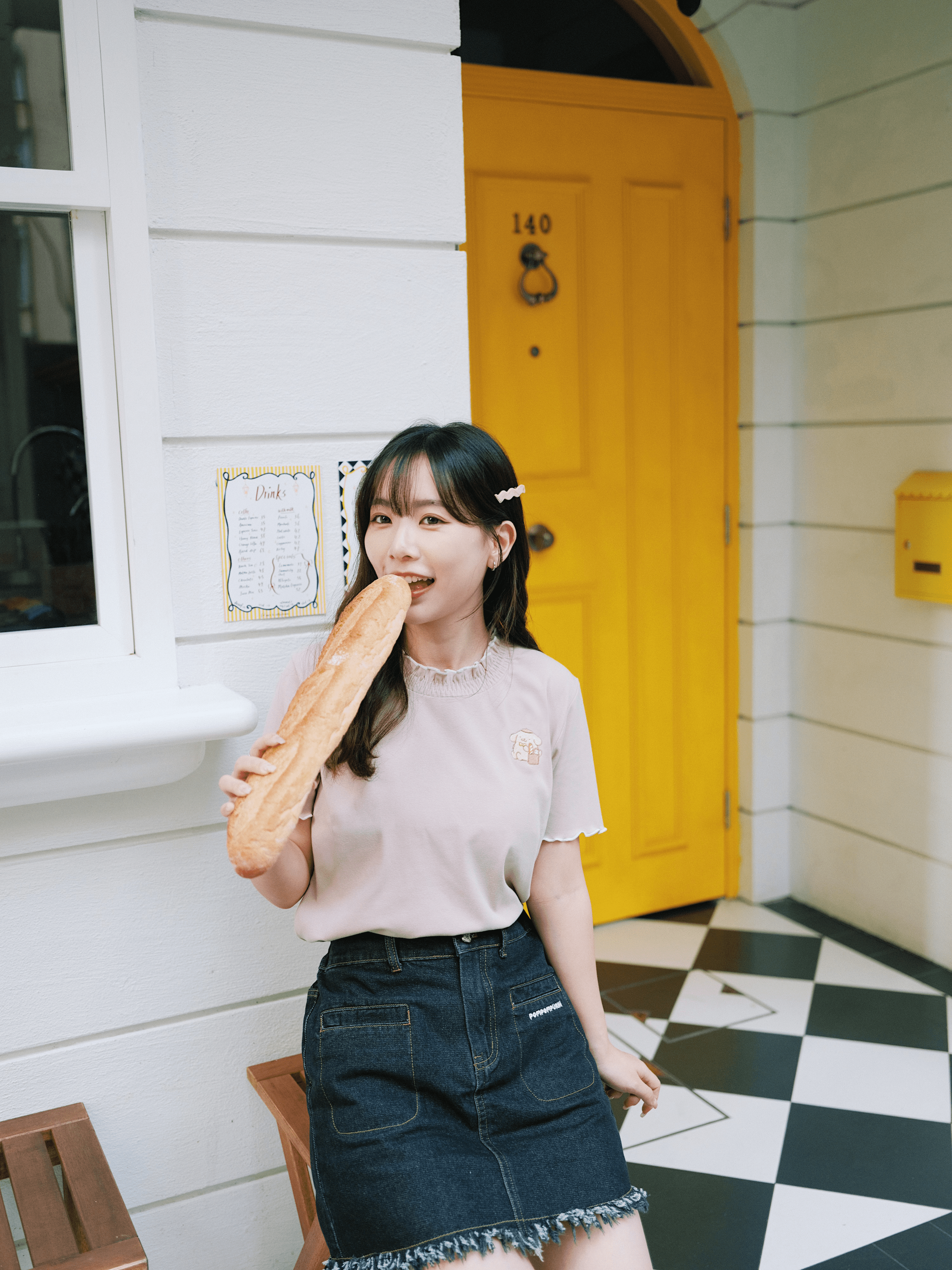 Pompompurin 鈕扣流蘇牛仔短裙 / Fringed Denim Mini Skirt