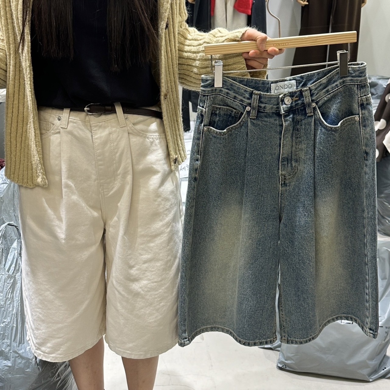 現貨┃韓國選品 韓國製 過膝牛仔短褲