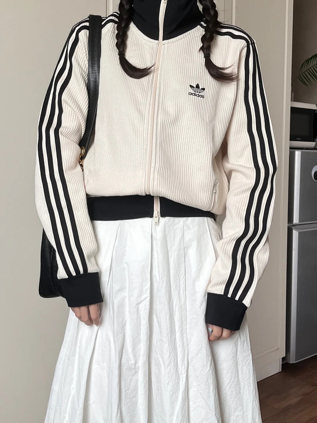 ADIDAS WAFFLE BBTT 華夫格 奶油黑 JW0109 黑奶油 JW0110 米色 拉鍊外套 立領 針織 / 現+調