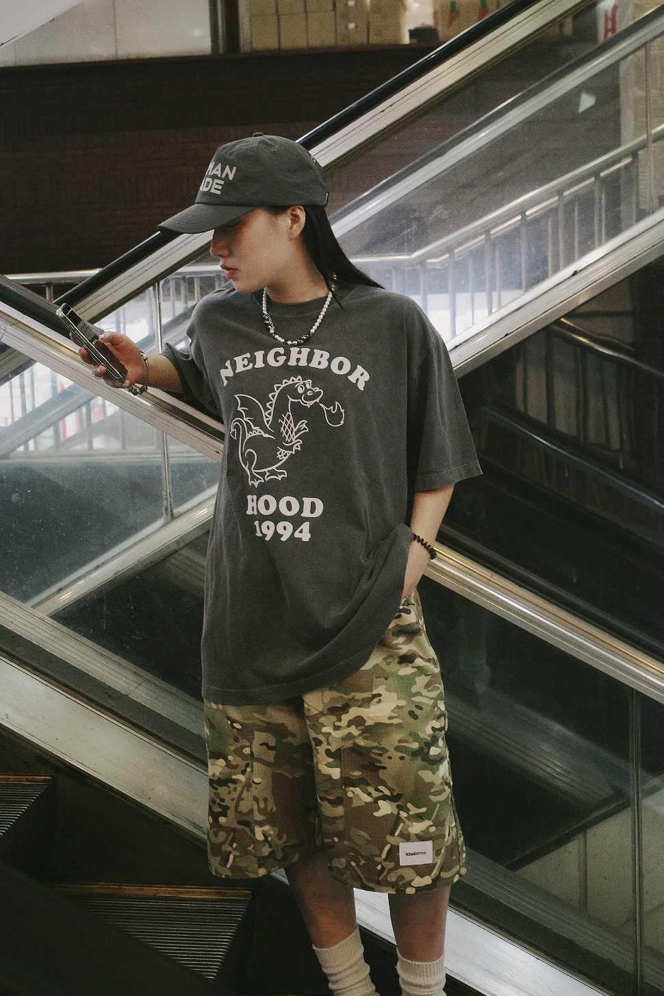 <快速出貨>NEIGHBORHOOD 美式復古水洗小恐龍 灰