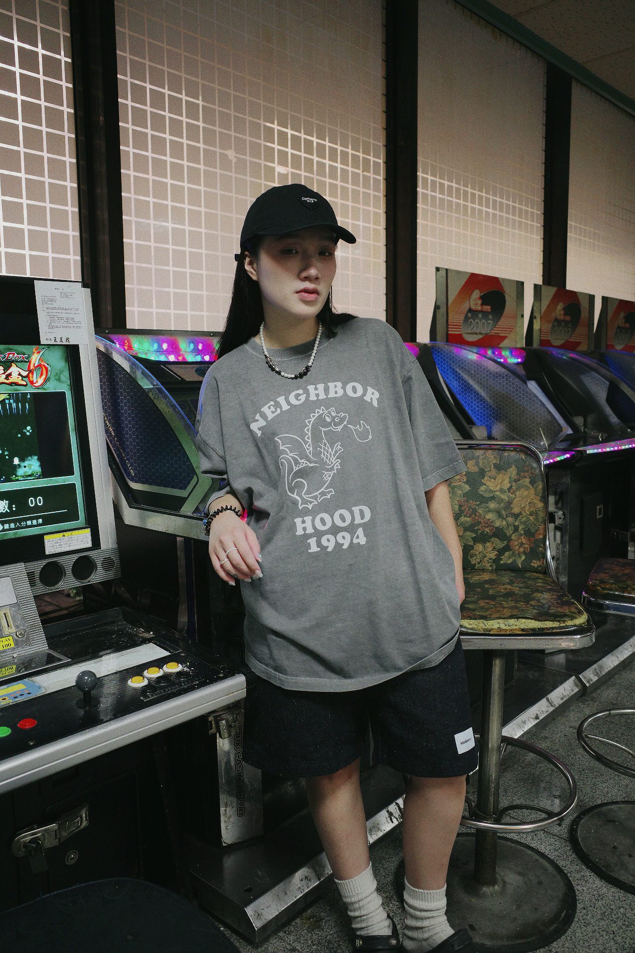 <快速出貨>NEIGHBORHOOD 美式復古水洗小恐龍 灰